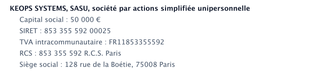 Informations éditeur du site
